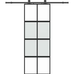 Schuifdeur met beslagset 76x205 cm gehard glas zwart>vidaXL Discount
