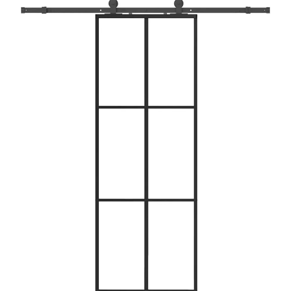 Schuifdeur met beslagset 76x205 cm ESG glas zwart>vidaXL Sale