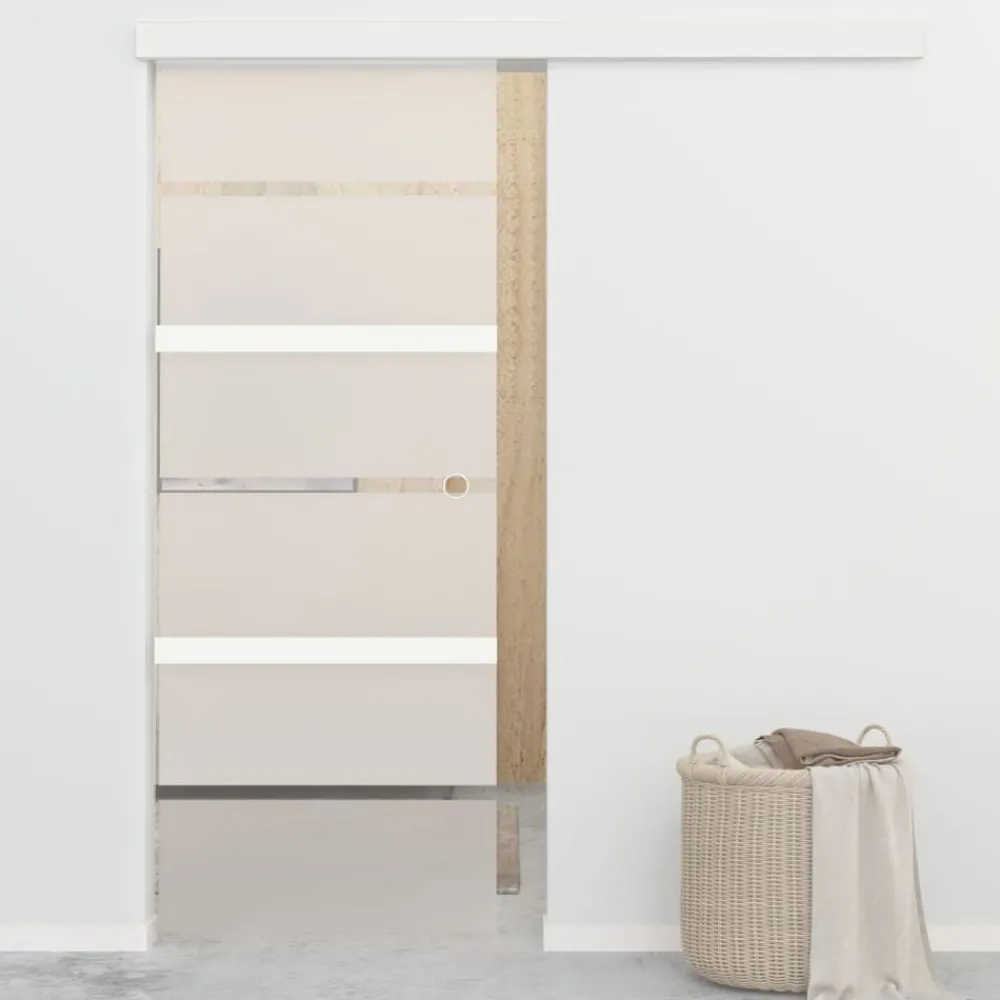 Bouwmaterialen*vidaXL Schuifdeur met zachte stops 76x205 cm ESG-glas en aluminium