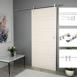 Bouwmaterialen*vidaXL Schuifdeur onderdelenset 183 cm roestvrij staal zilverkleurig