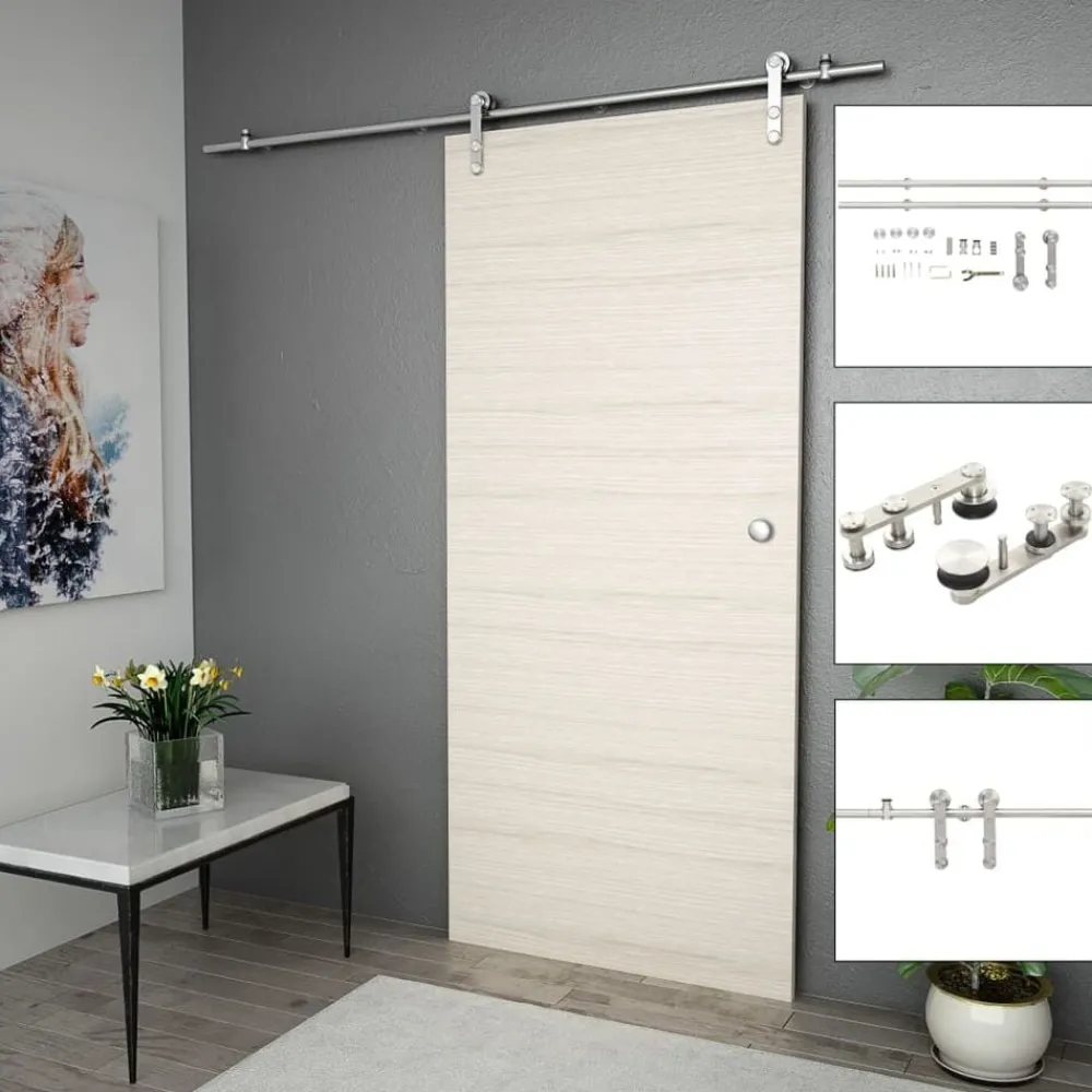 Bouwmaterialen*vidaXL Schuifdeur onderdelenset 183 cm roestvrij staal zilverkleurig