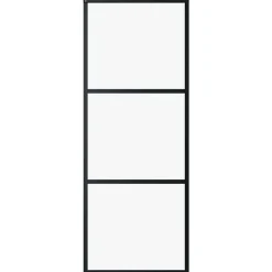 Bouwmaterialen*vidaXL Schuifdeur 3-panelen 76x205 cm ESG-glas en aluminium zwart