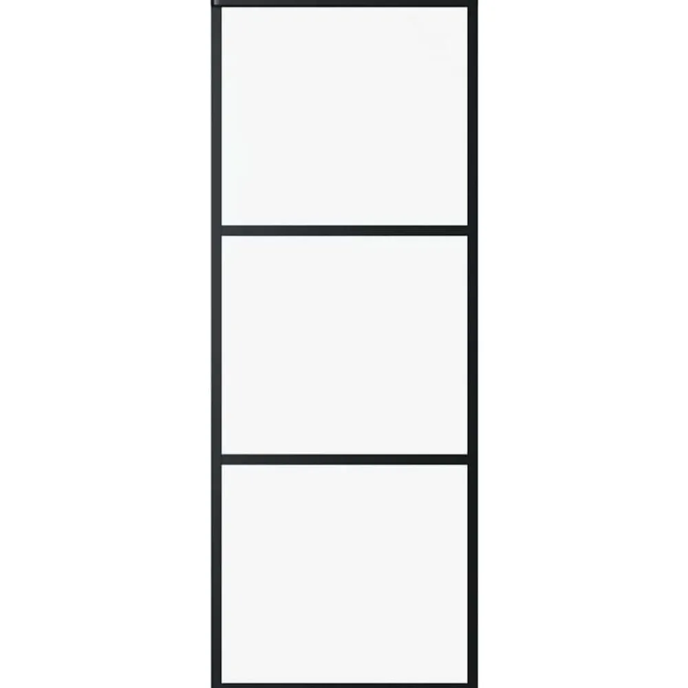Bouwmaterialen*vidaXL Schuifdeur 3-panelen 76x205 cm ESG-glas en aluminium zwart