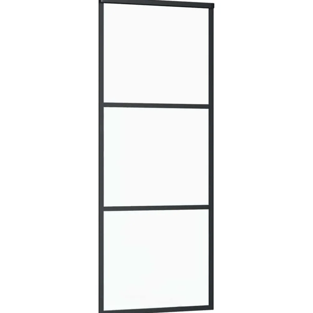 Bouwmaterialen*vidaXL Schuifdeur 3-panelen 76x205 cm ESG-glas en aluminium zwart