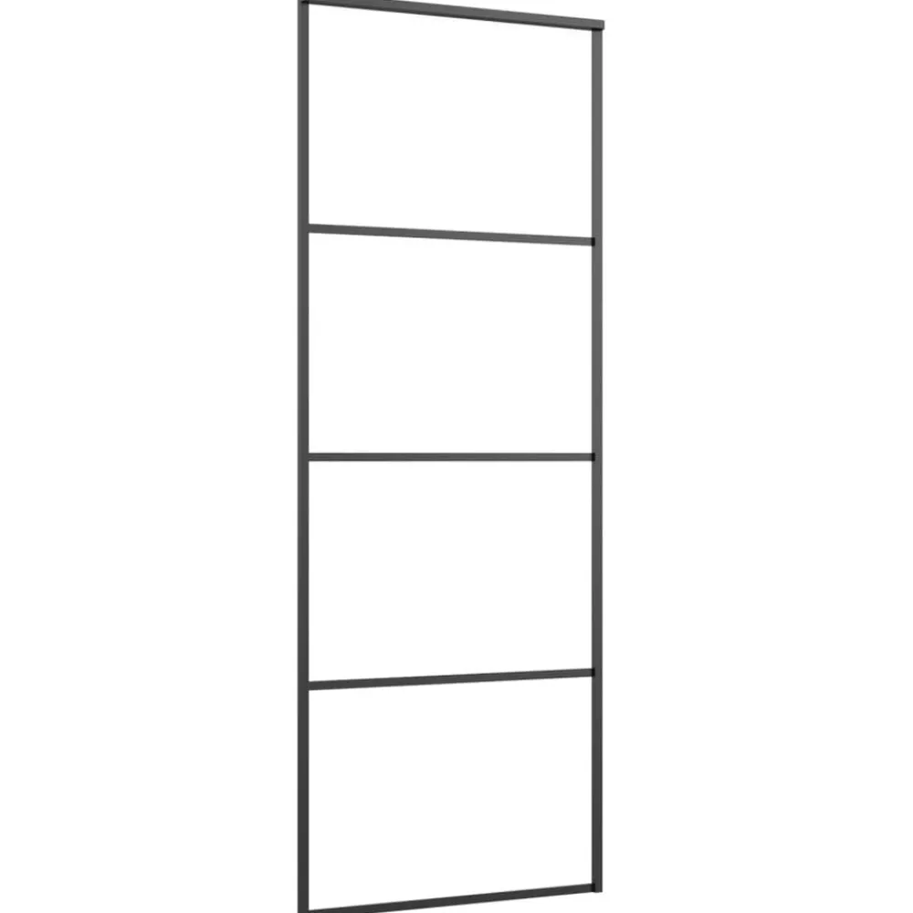 Bouwmaterialen*vidaXL Schuifdeur 76x205 cm aluminium en ESG-glas Zwart