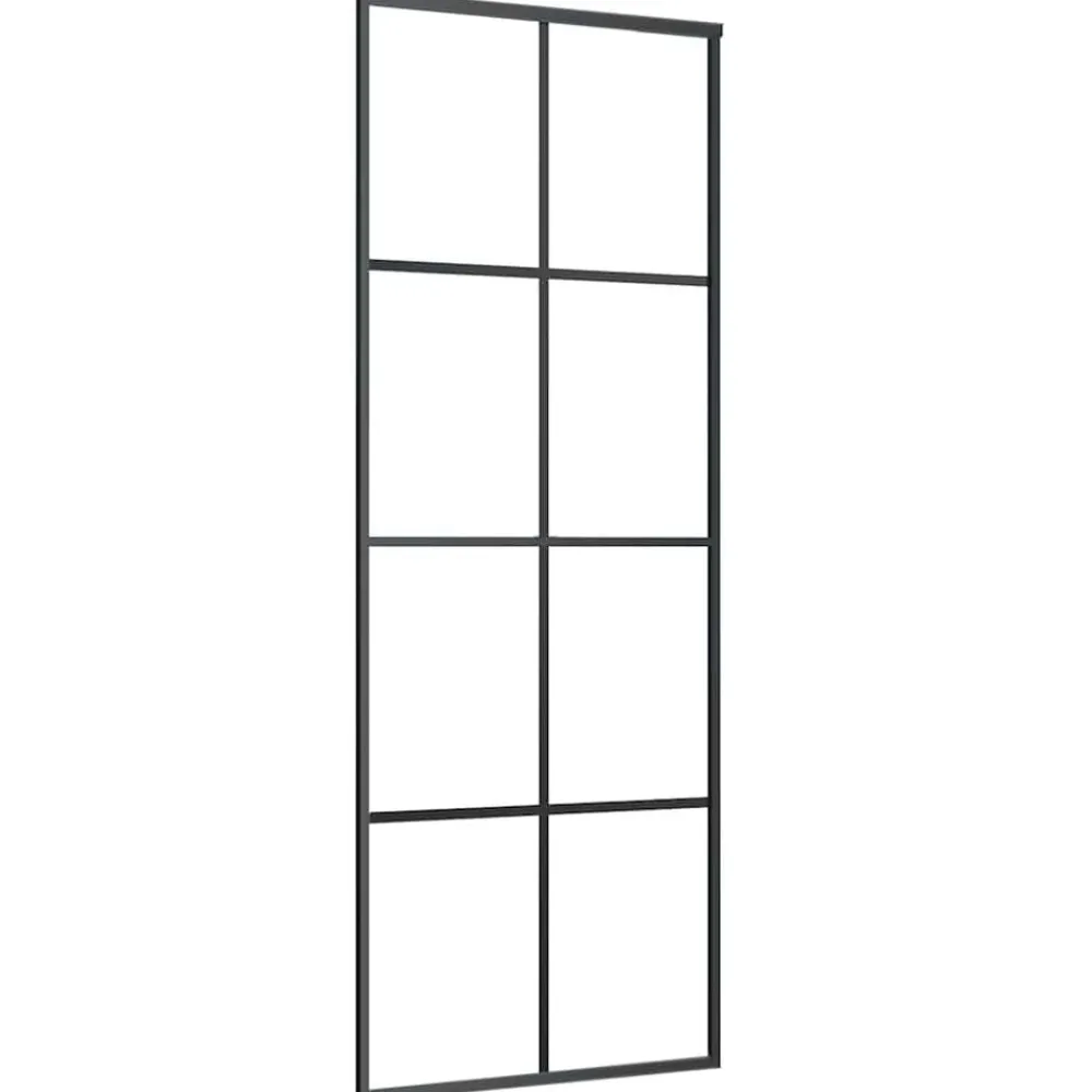 Bouwmaterialen*vidaXL Schuifdeur 76x205 cm aluminium en ESG-glas Zwart