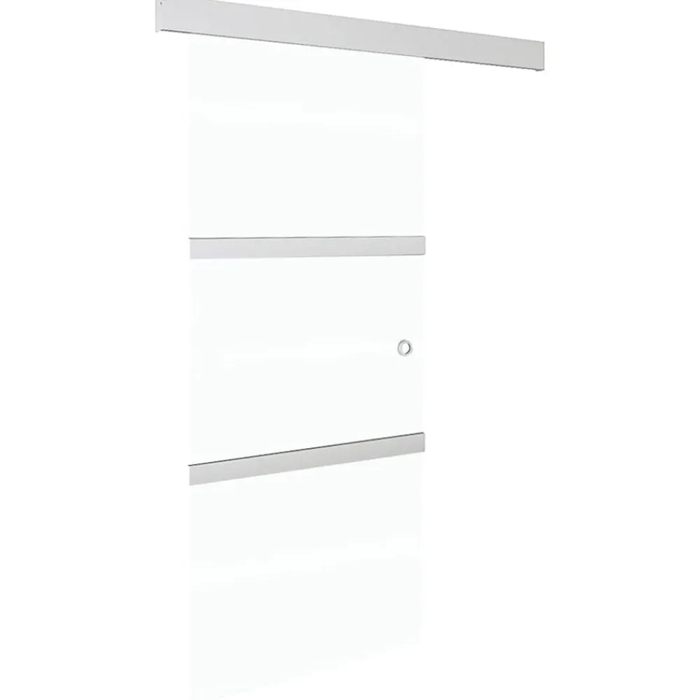 Schuifdeur 90x212 cm ESG-glas en aluminium zilverkleurig>vidaXL Clearance