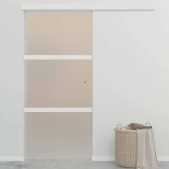 Schuifdeur 90x212 cm ESG-glas en aluminium zilverkleurig>vidaXL Clearance