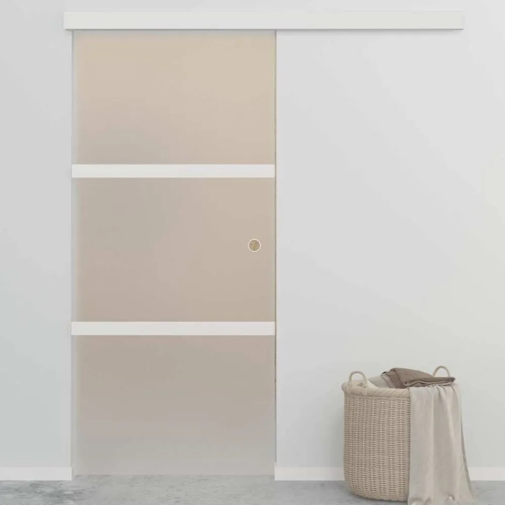 Schuifdeur 90x212 cm ESG-glas en aluminium zilverkleurig>vidaXL Clearance