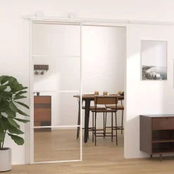 Bouwmaterialen*vidaXL Schuifdeur 76x205 cm ESG-glas en aluminium Wit