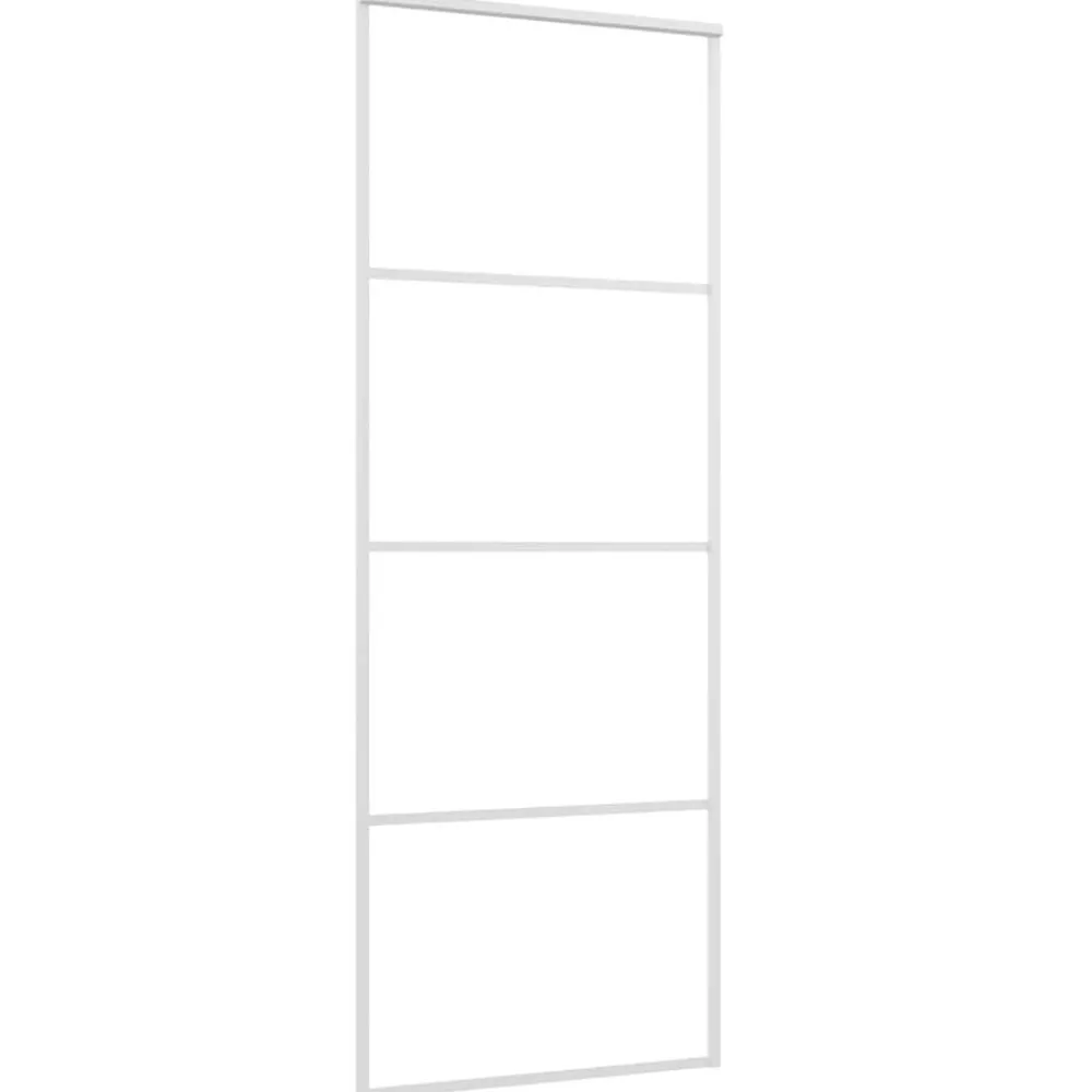 Bouwmaterialen*vidaXL Schuifdeur 76x205 cm ESG-glas en aluminium Wit