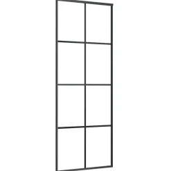 Bouwmaterialen*vidaXL Schuifdeur 76x205 cm ESG-glas en aluminium Zwart