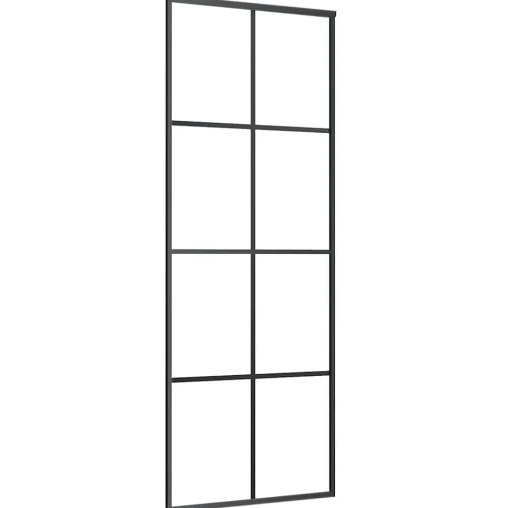 Bouwmaterialen*vidaXL Schuifdeur 76x205 cm ESG-glas en aluminium Zwart