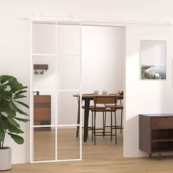 Bouwmaterialen*vidaXL Schuifdeur 76x205 cm ESG-glas en aluminium Wit