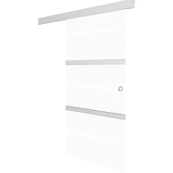 Schuifdeur 76x212 cm ESG-glas en aluminium zilverkleurig>vidaXL Hot