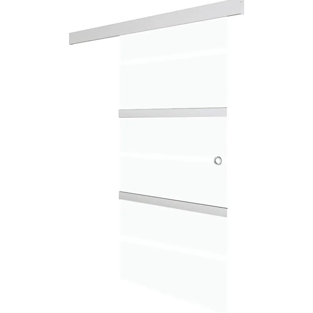 Schuifdeur 76x212 cm ESG-glas en aluminium zilverkleurig>vidaXL Hot