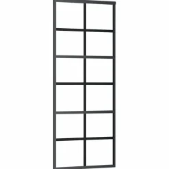 Schuifdeur 76x205 cm ESG-glas en aluminium zwart>vidaXL Best