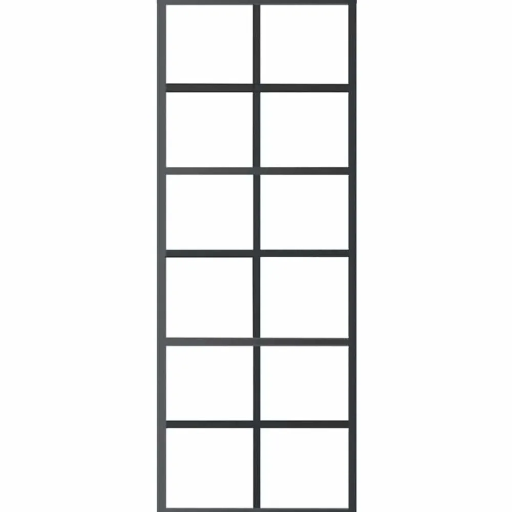 Schuifdeur 76x205 cm ESG-glas en aluminium zwart>vidaXL Best