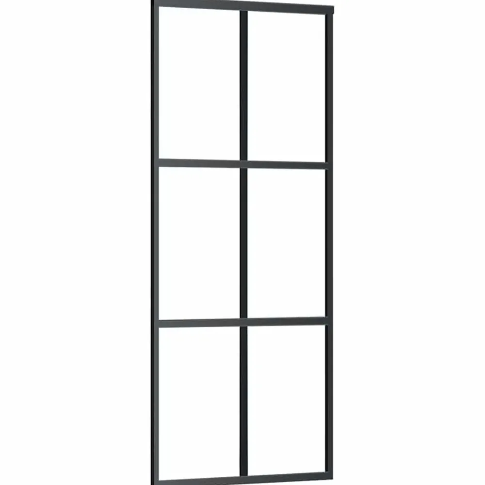 Schuifdeur 76x205 cm ESG-glas en aluminium zwart>vidaXL Discount