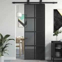 Schuifdeur 76x205 cm gehard glas en aluminium>vidaXL Hot