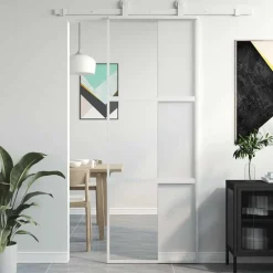 Schuifdeur 76x205 cm gehard glas en aluminium wit>vidaXL Outlet