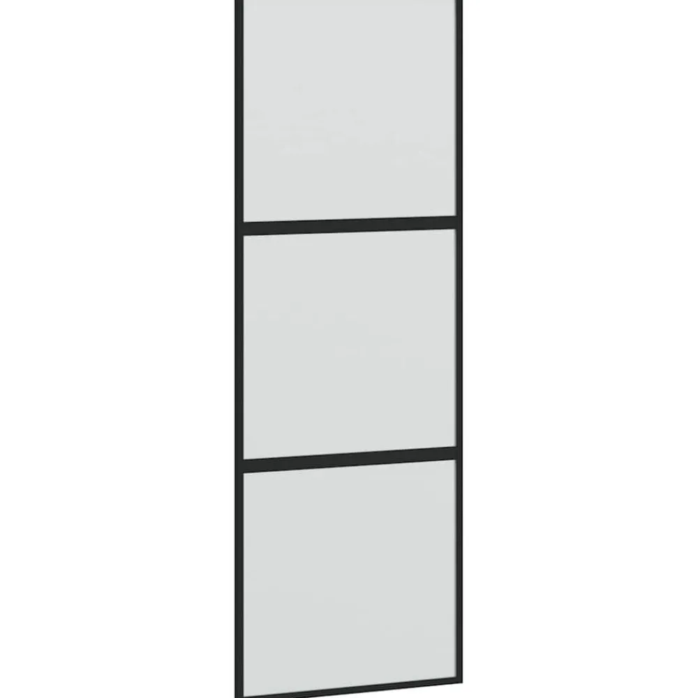 Schuifdeur 76x205 cm gehard glas en aluminium zwart>vidaXL Discount