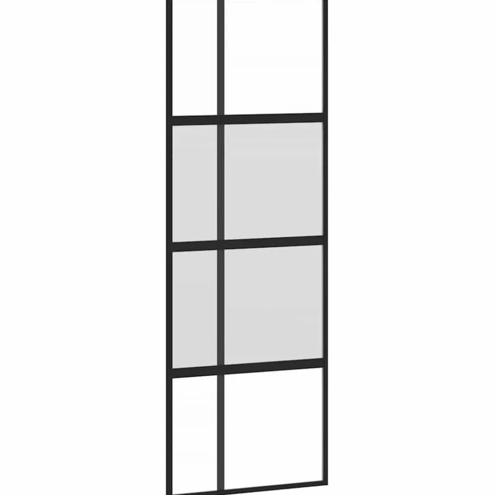 Bouwmaterialen*vidaXL Schuifdeur 76x205 cm gehard glas en aluminium Zwart
