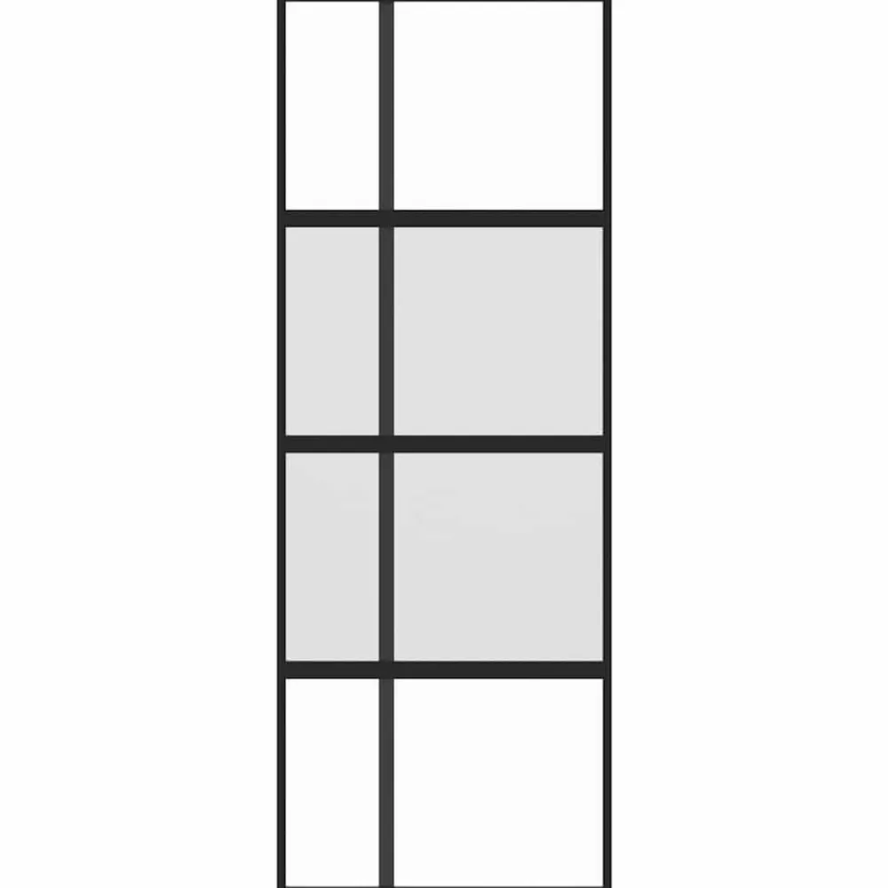 Bouwmaterialen*vidaXL Schuifdeur 76x205 cm gehard glas en aluminium Zwart