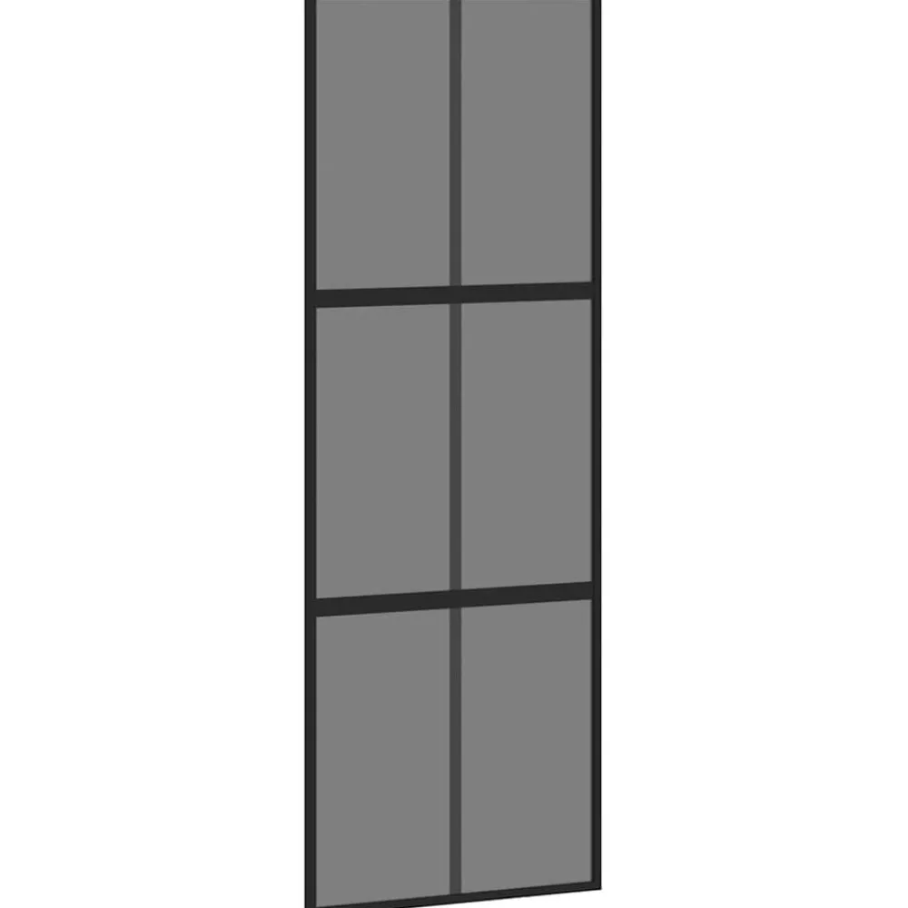 Bouwmaterialen*vidaXL Schuifdeur 76x205 cm gehard glas en aluminium Zwart