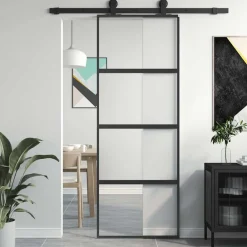 Schuifdeur 76x205 cm gehard glas en aluminium>vidaXL Online