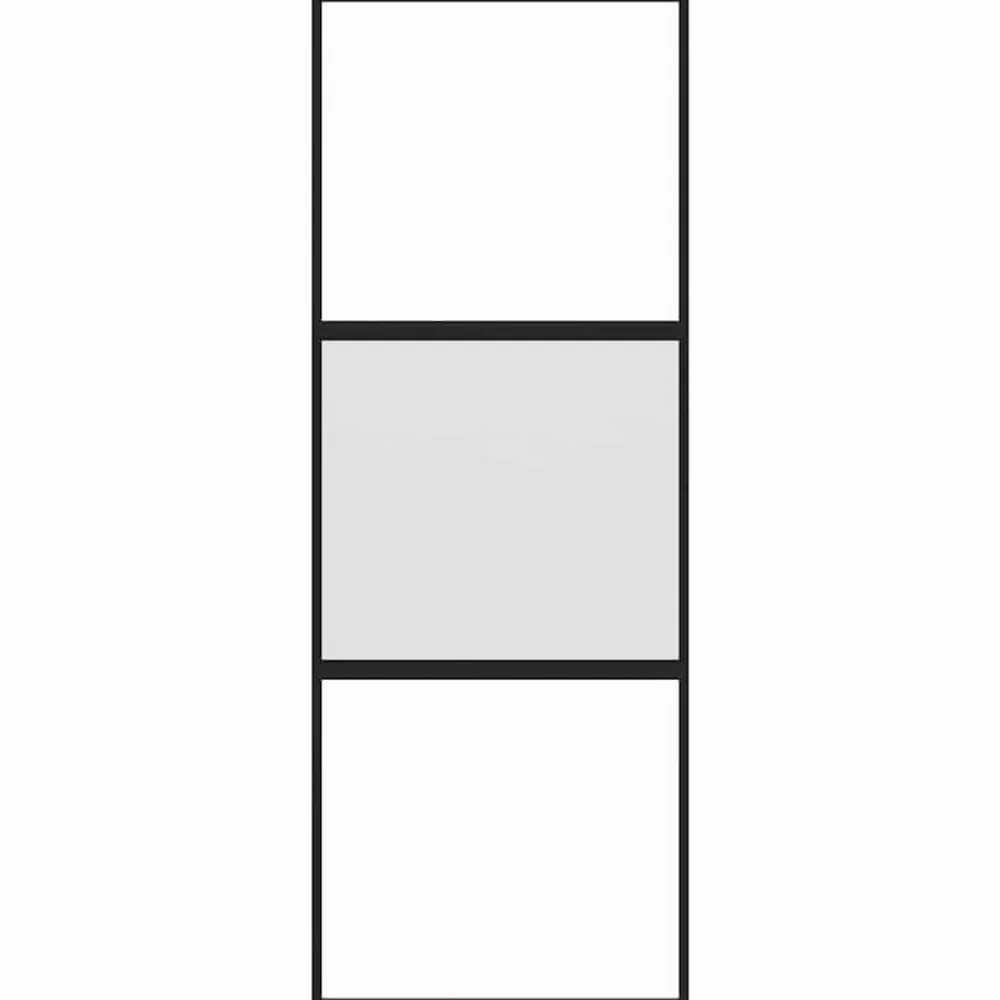 Bouwmaterialen*vidaXL Schuifdeur 76x205 cm gehard glas en aluminium zwart Zwart en transparant en mat