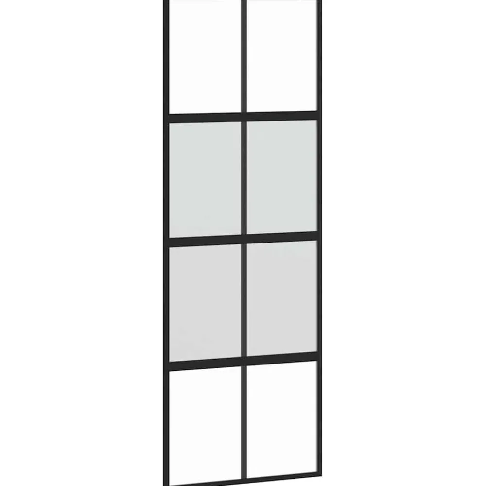 Bouwmaterialen*vidaXL Schuifdeur 76x205 cm gehard glas en aluminium Zwart
