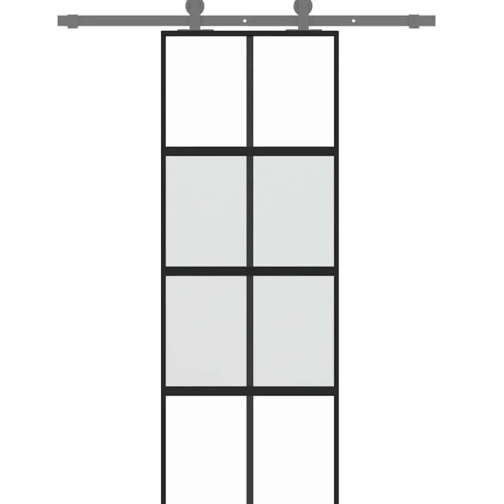 Bouwmaterialen*vidaXL Schuifdeur 76x205 cm gehard glas en aluminium Zwart