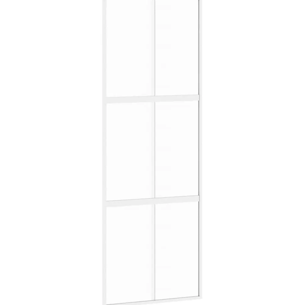 Bouwmaterialen*vidaXL Schuifdeur 76x205 cm gehard glas en aluminium wit Wit en transparant