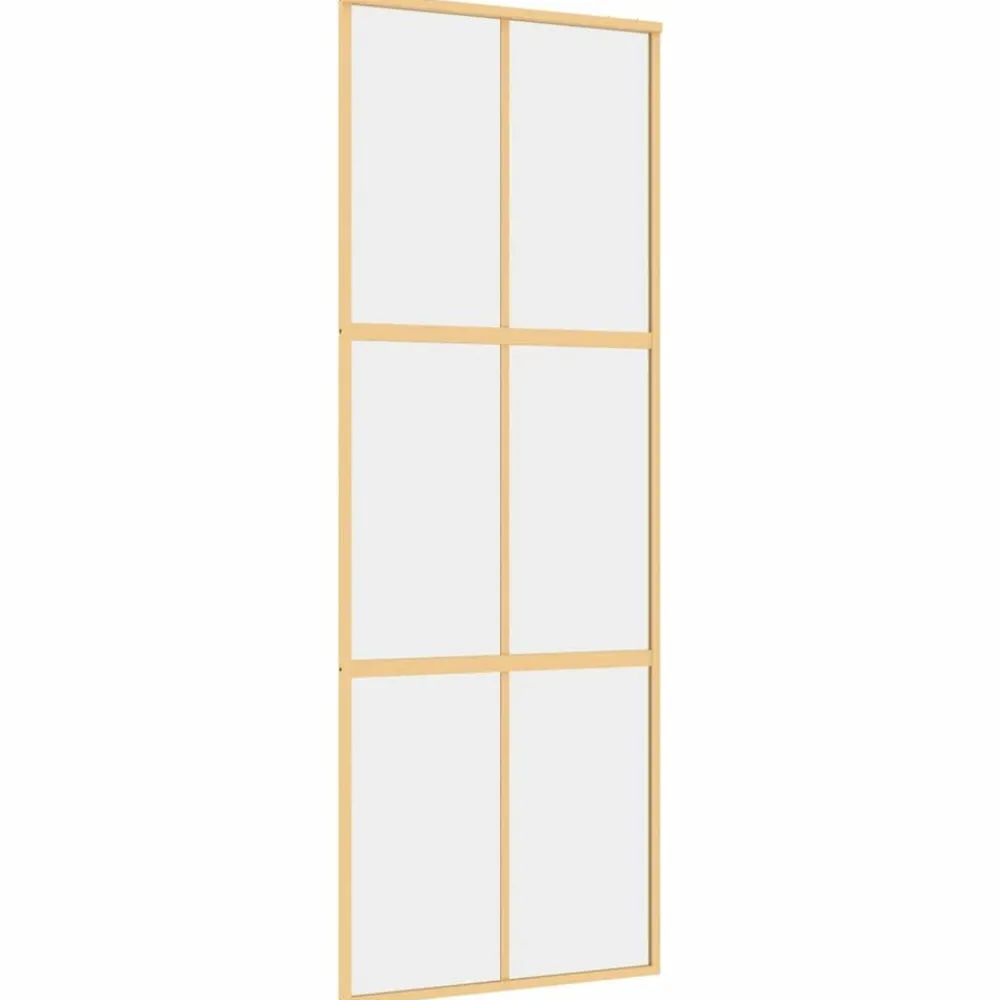 Schuifdeur 76x205 cm helder ESG-glas en aluminium kleurig>vidaXL Online