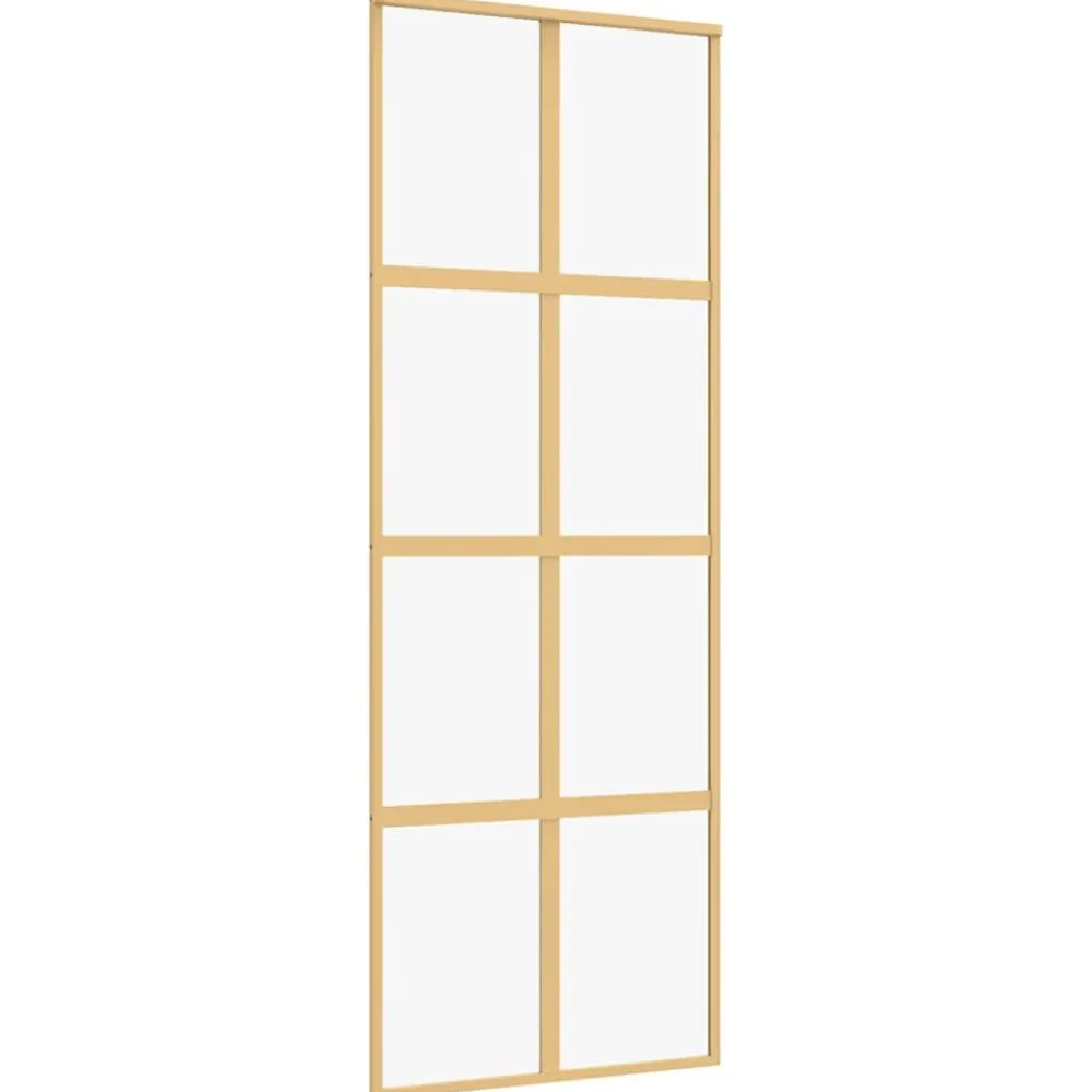 Bouwmaterialen*vidaXL Schuifdeur 76x205 cm helder ESG-glas en aluminium kleurig Goud