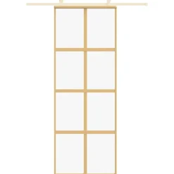 Bouwmaterialen*vidaXL Schuifdeur 76x205 cm helder ESG-glas en aluminium kleurig Goud
