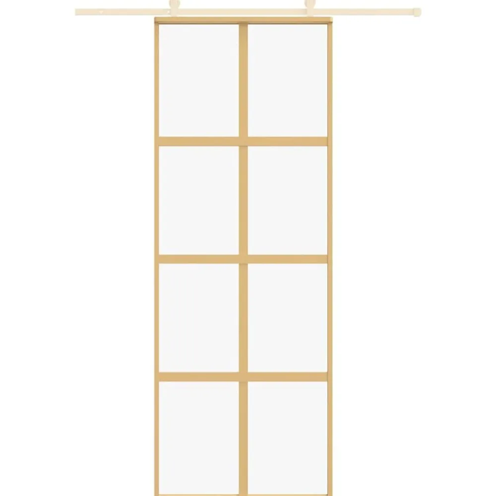 Bouwmaterialen*vidaXL Schuifdeur 76x205 cm helder ESG-glas en aluminium kleurig Goud