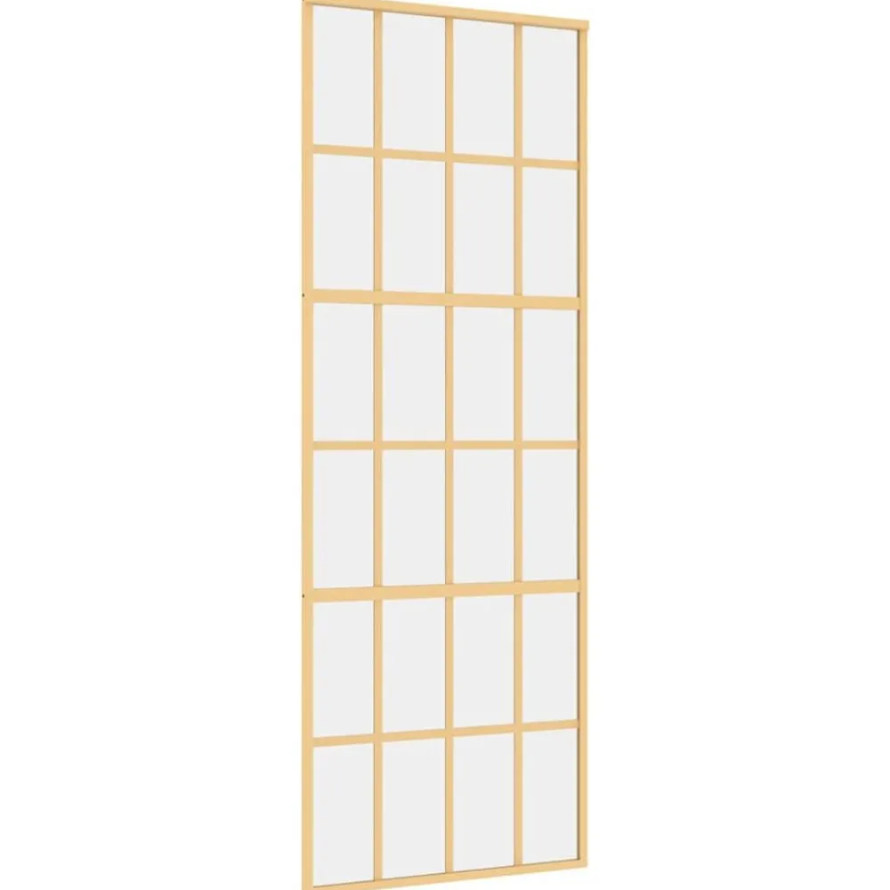 Schuifdeur 76x205 cm helder ESG-glas en aluminium kleurig>vidaXL New