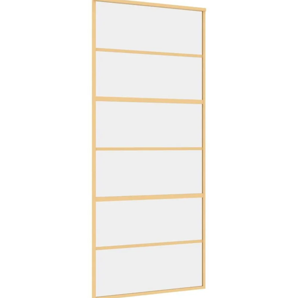 Bouwmaterialen*vidaXL Schuifdeur 90x205 cm helder ESG-glas en aluminium kleurig Goud