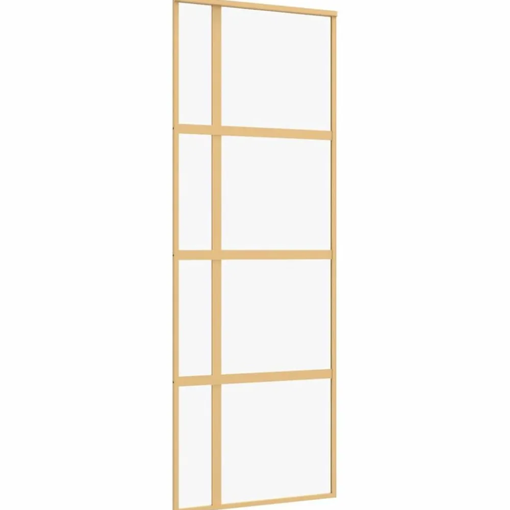Schuifdeur 76x205 cm helder ESG-glas en aluminium kleurig>vidaXL New