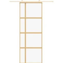 Schuifdeur 76x205 cm helder ESG-glas en aluminium kleurig><noscript><img width=