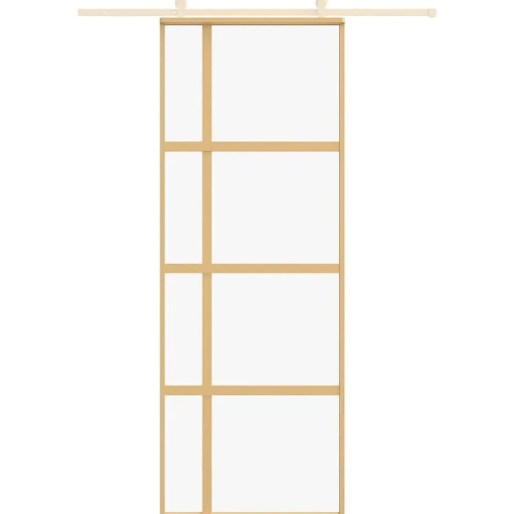 Schuifdeur 76x205 cm helder ESG-glas en aluminium kleurig>vidaXL New