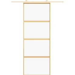 Schuifdeur 76x205 cm helder ESG-glas en aluminium kleurig><noscript><img width=