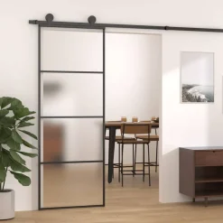 Schuifdeur 76x205 cm mat ESG-glas en aluminium>vidaXL