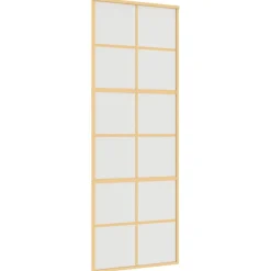 Bouwmaterialen*vidaXL Schuifdeur 76x205 cm mat ESG-glas en aluminium goudkleurig Goudkleurig en mat