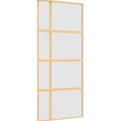 Bouwmaterialen*vidaXL Schuifdeur 90x205 cm mat ESG-glas en aluminium kleurig Goud