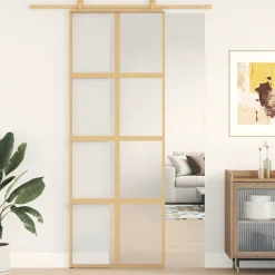 Schuifdeur 76x205 cm mat ESG-glas en aluminium kleurig>vidaXL Clearance