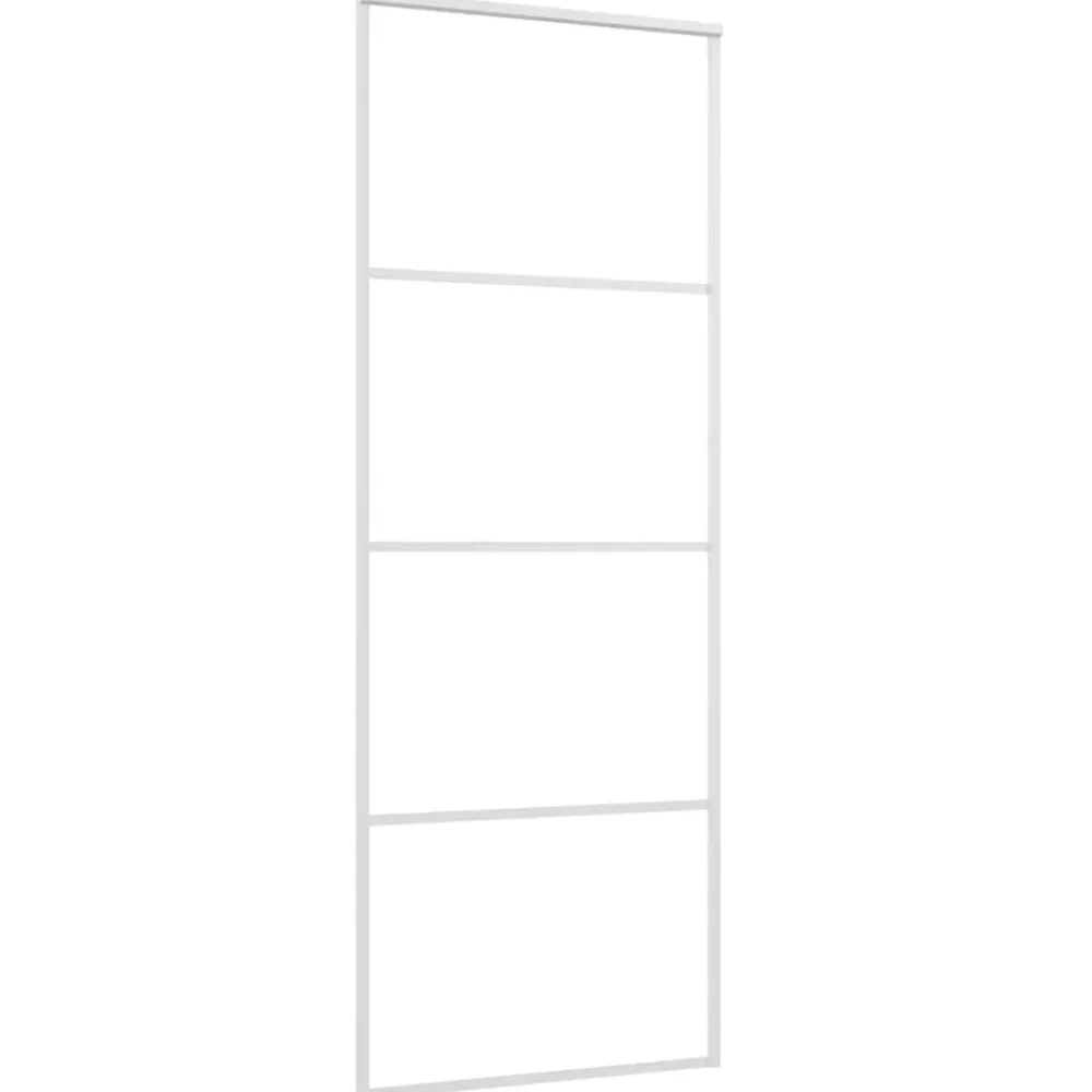 Bouwmaterialen*vidaXL Schuifdeur 76x205 cm mat ESG-glas en aluminium Wit
