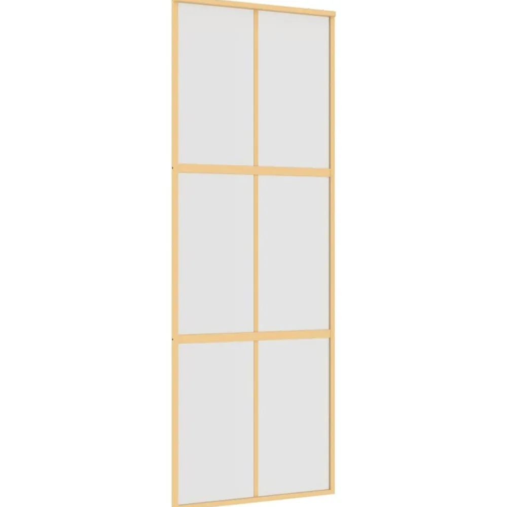Schuifdeur 76x205 cm mat ESG-glas en aluminium goudkleurig>vidaXL Outlet